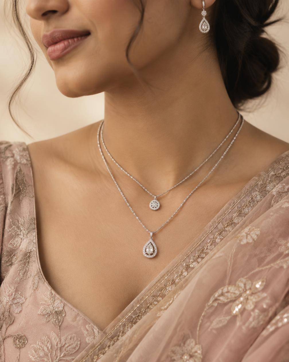 Modern silver necklace styling